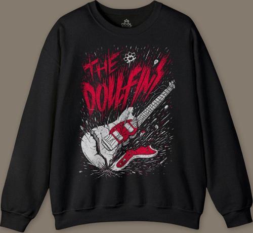 The Dollfins Müzik Şarkı Band Gitar Baskılı Siyah Baskılı Sweatshirt