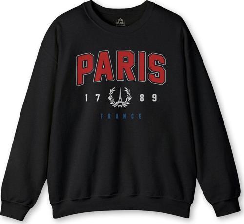 Siyah Sweatshirt Paris Fransa City France Baskılı Swet Kışlık Sweat