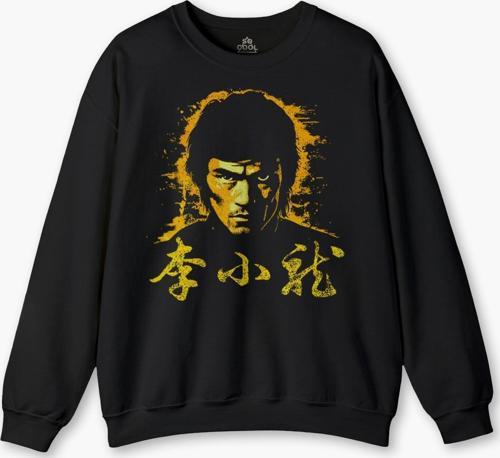 Kung Fu Jeet Kune Do Bruce Lee Baskılı Siyah Sweat Bisiklet Yaka Sweatshirt