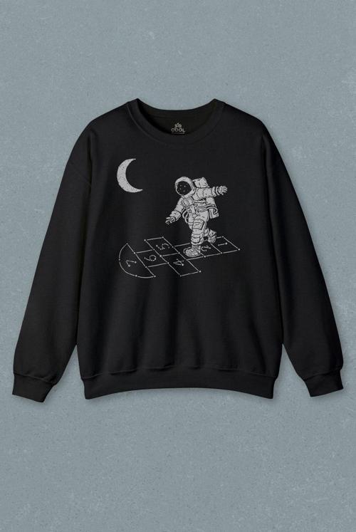 Uzayda Sek Sek Oyun Seksek Astronot Cosmos Baskılı Sweatshirt