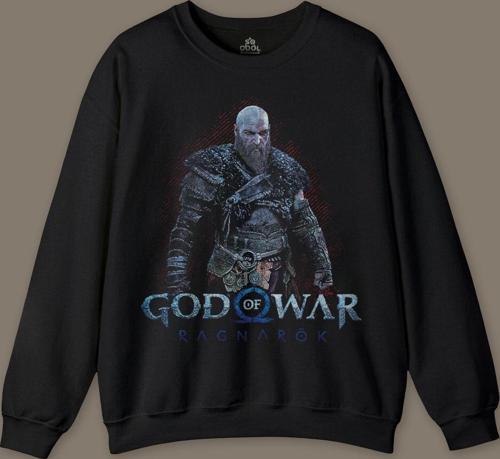 Baskılı Erkek Sweatshirt God of War Ragnarok Gamer Oyun Baskılı Sweatshirt