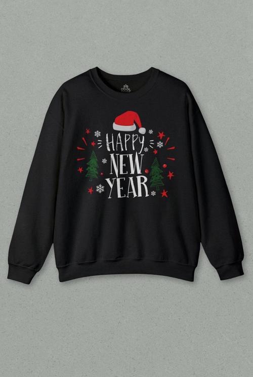 Unisex Sweatshirt Happy New Year 2024 Yeni Yıl Hediye Noel Yılbaşı Baskılı Sweat