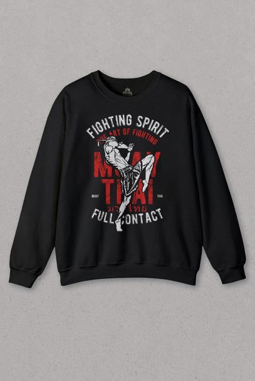Unisex Sweatshirt Muay Thai Fight The Art Of Fighting Dövüş Siyah Baskılı Sweat