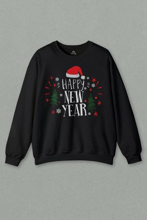 Unisex Sweatshirt Happy New Year 2024 Yeni Yıl Hediye Noel Yılbaşı Baskılı Sweat