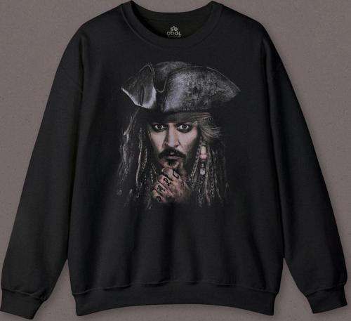 Jhonny Depp Captain Jack Sparrow Karayip Korsanları Pirates Caribbean Baskılı Sweatshirt