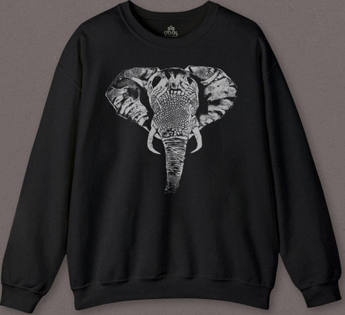 Fil Silüeti Elephant Animal Belgesel Doğa Çizim Baskılı Sweatshirt