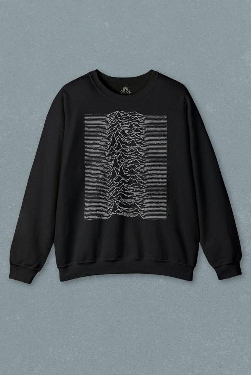 Ses Dalgası Müzik Joy Division Albüm Kapağı Çizgiler Baskılı Sweatshirt
