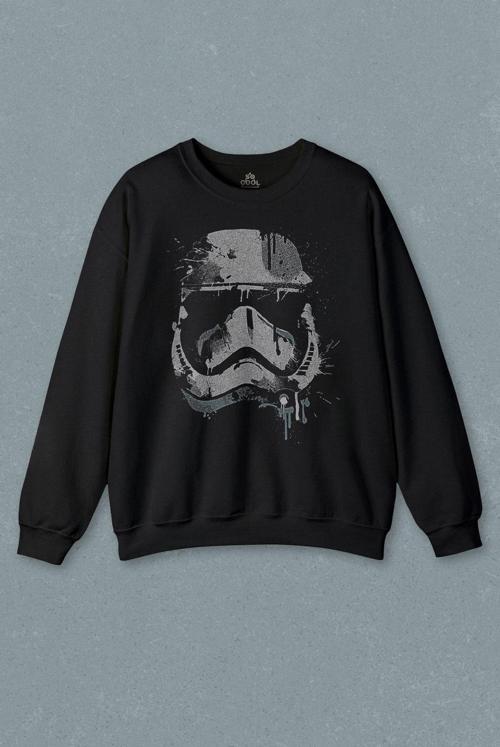 Film Baskı Star Wars Mask Gri Baskılı Sweatshirt