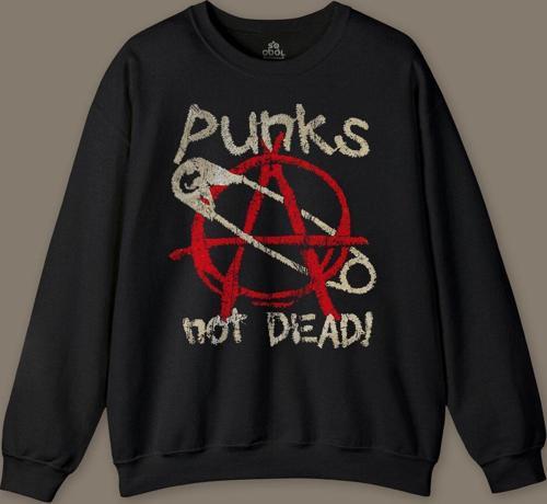 Punk Is Not Dead Rock Sokak Street Culture Baskılı Siyah Baskılı Sweatshirt