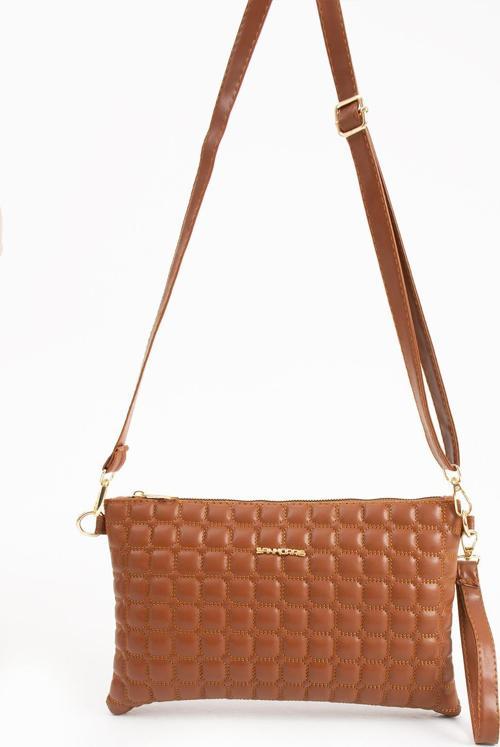 Kadın Suni Deri Taba Renkli Ayarlanabilir Çapraz Ve El Askılı Portföy, Clutch Çanta