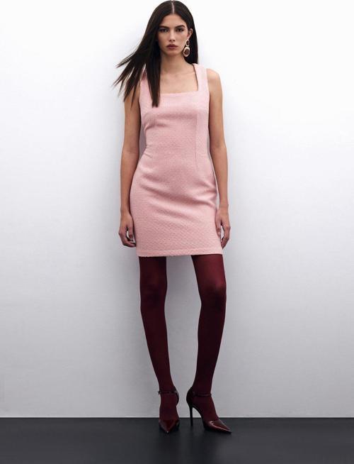 Mini Tüvit Elbise - Pudra