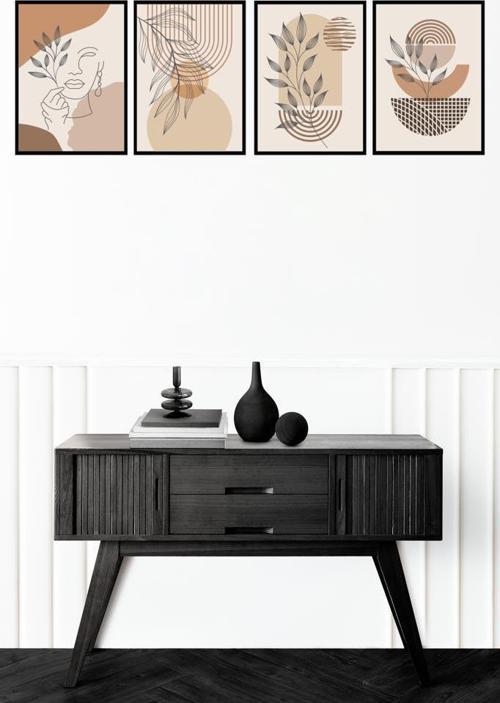 4 Parça Çerçeve Görünümlü Mdf Bohem Tablo Seti
