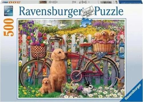 Bahçedeki Sevimli Köpekler 500 Parça Puzzle - 15036 Köpeklerle yeşile yolculuk