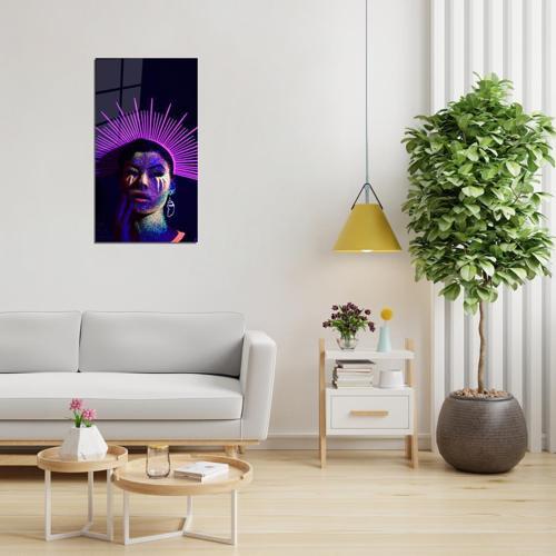 Kadın Temalı Pleksi Cam Tablo Neon Taç