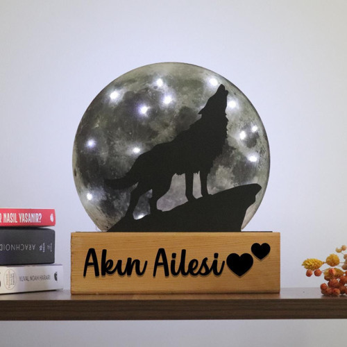 Işıklı Pleksi Dolunay Kişiselleştirilebilir Dekoratif Biblo Ursula Kurt Anahtar Askılığı