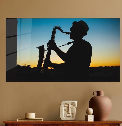 Müzik Temalı Pleksi Cam Tablo Saksafon