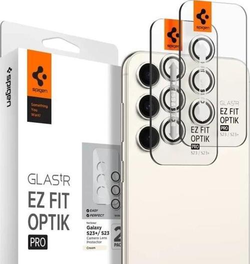 Kamera Lens Ekran Koruyucu Galaxy S23 / S23 Plus 2'li Paket Krem