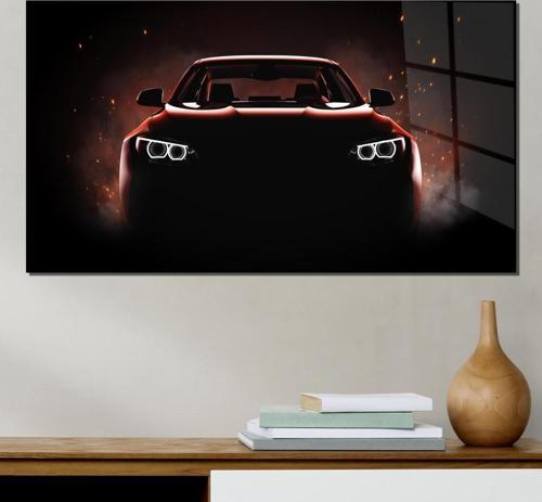 Araba Temalı Pleksi Cam Tablo Karanlık