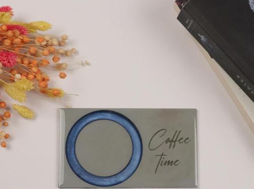 Epoksili Coffee Time Görselli Bardak Altlığı