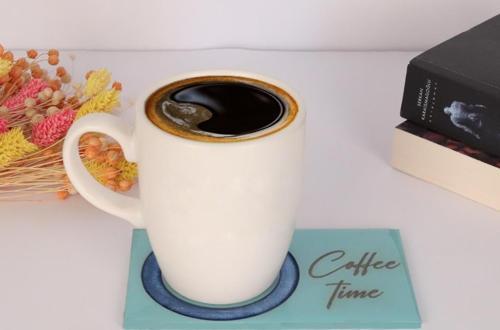 Epoksili Coffee Time Görselli Bardak Altlığı 4 lü