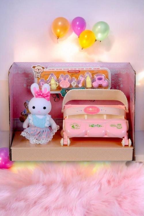 Mini Tavşan Ailesi Üçüz Bebe Puset