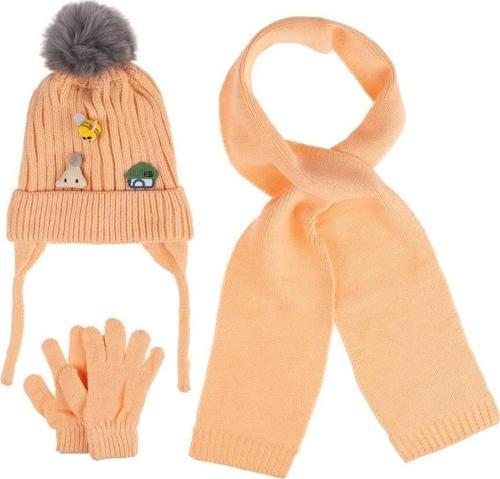 Bebe Kız Atkı Bere Eldiven Takım (1-4 Yaş) K24160-03 Şeftali