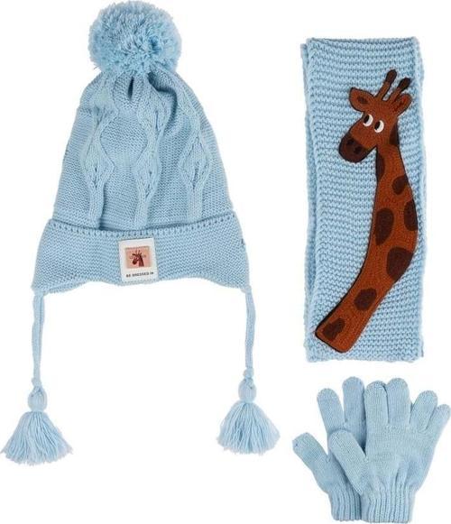 Bebe Erkek Atkı Bere Eldiven Takım (1-4 Yaş) K24160-09 Açık Mavi
