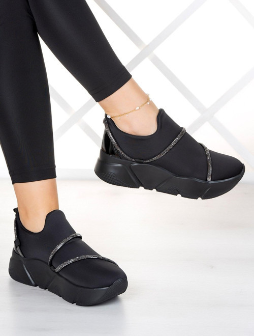 Barbara Gümüş Streç Taşlı Sneaker