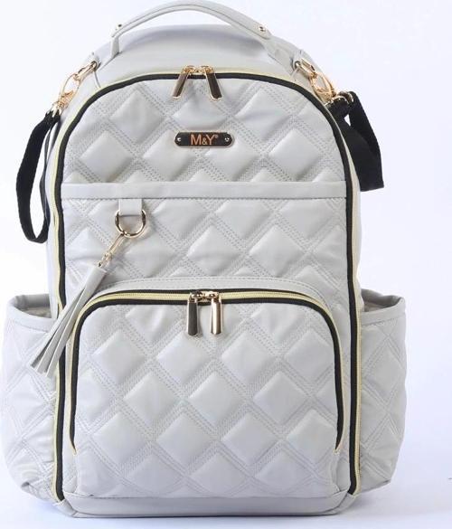 M&Y Oeste Deri Anne Bebek Bakım Sırt Çantası 7300 Gri