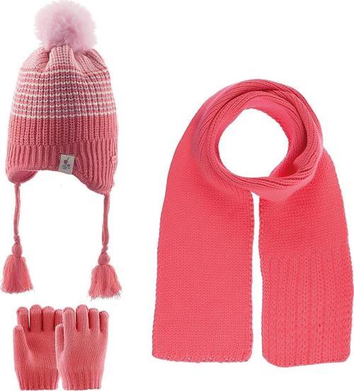 Kız Atkı Bere Eldiven Takım (1-4 Yaş) K23160-03 Koyu Pembe