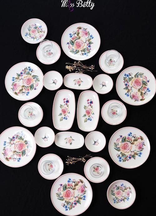 22 Parça 6 Kişilik Rose Deluxe Kahvaltı Takımı Porselen New