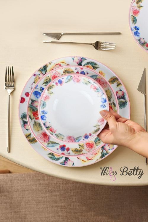24 Parça 6 Kişilik Rose Deluxe Yemek Takımı Porselen New