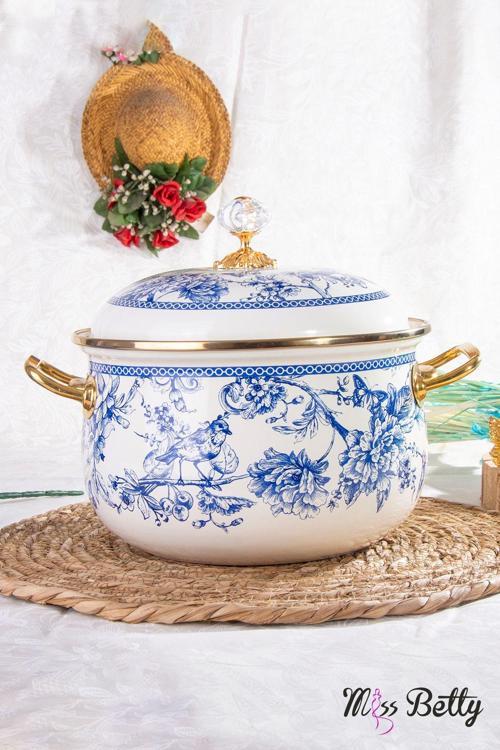 Blue Life 20 Cm Emaye Derin Tencere