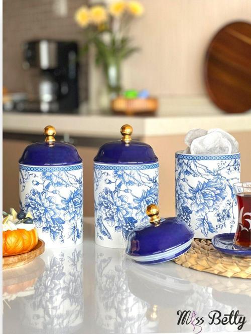 Blue Life Büyük Porselen Baharat Takımı 3'Lü