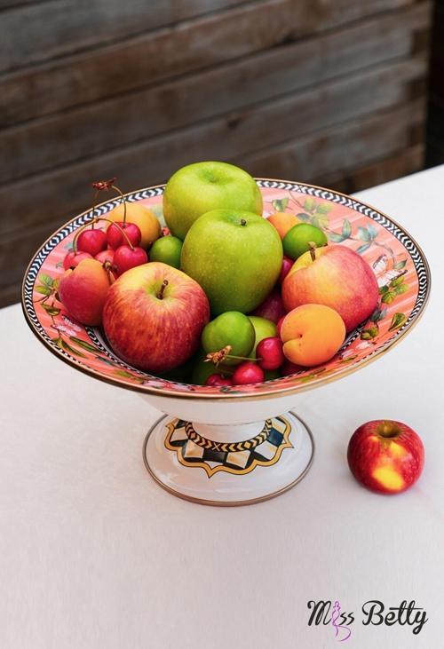 Emaye Ayaklı Meyvelik 30 Cm Paradise Deluxe