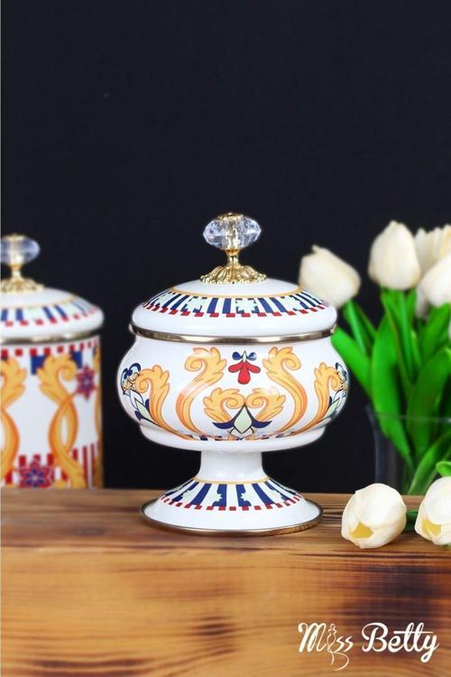 Emaye Ayaklı Şekerlik 18 Cm Elegance