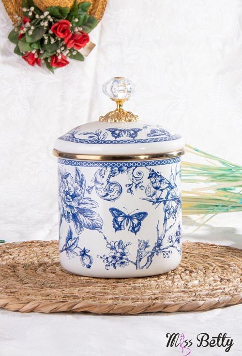 Emaye Kavanoz 12 Cm Blue Life