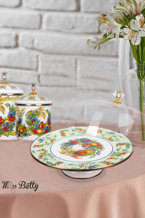 Emaye Kek Fanusu 30 Cm Toscana New
