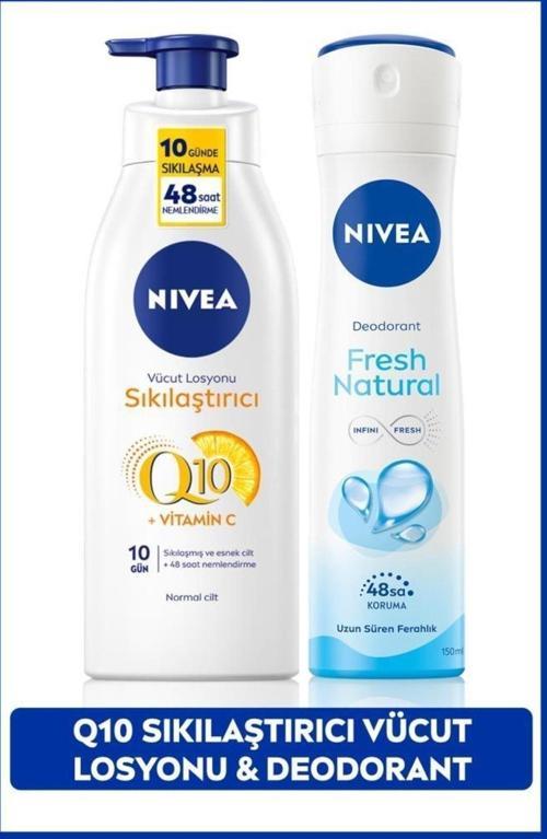 Kadın Sprey Deodorant Fresh Natural 150ml, Q10 Sıkılaştırıcı Ve Nemlendirici Vücut Losyonu 400ml
