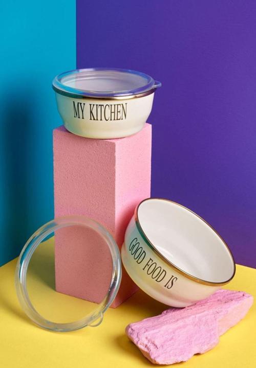 Emaye Saklama Kabı 14-16 Cm 2'Li Motto Series
