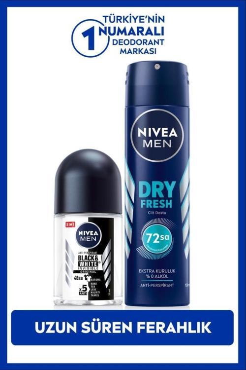 MEN Erkek Sprey Deodorant Dry Fresh 150ml ve Mini Roll-on Black&White Original 25ml, Ter Karşıtı