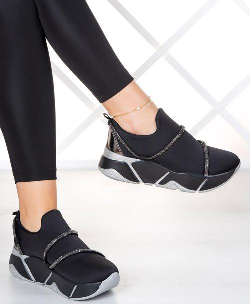 Barbara Platin Streç Taşlı Sneaker