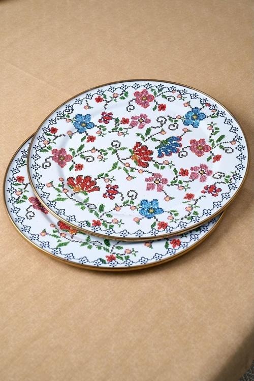 Piraye Emaye 2'Li Servis Tabağı 30 Cm