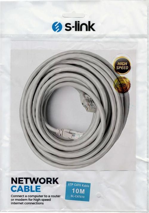 S-LINK SL-CAT610 10 METRE GRİ CAT6 KABLO