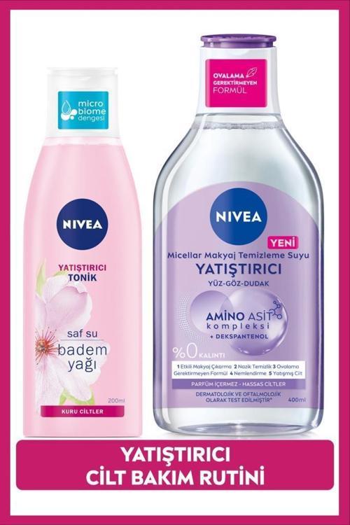 NIVEA Yatıştırıcı Micellar Makyaj Temizleme Suyu 400ml Ve Aqua Rose Nemlendirici Tonik 200ml, Hassas Cilt, Yüz Bakım