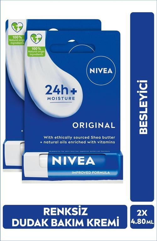Original Care Renksiz Dudak Bakım Kremi 4.8gr, 24 Saat Nemlendirici, Besleyici, Shea Yağı, X2 Adet