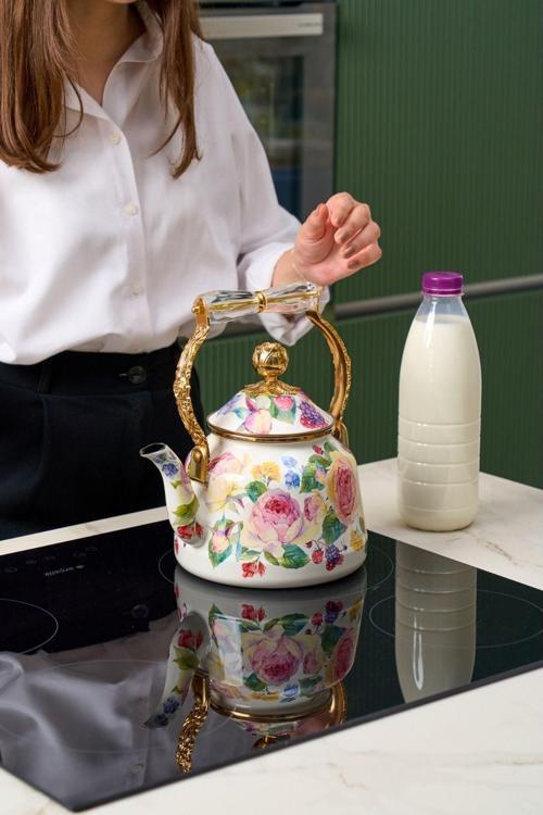 Rose Deluxe Emaye Kettle Demlik