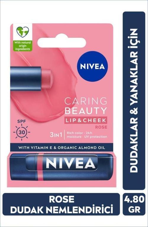 Renkli Nemlendirici Dudak Bakım Kremi Rose 4.8gr, Spf30, Allık Etkisi, Dudak Ve Yanaklar, E Vitamini