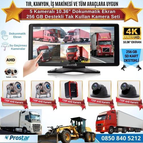 5 Kameralı 10.36&quot; Dokunmatik Kayıtlı Ekranlı 256 Gb Sd Kart Destekli Araç Kamera Seti