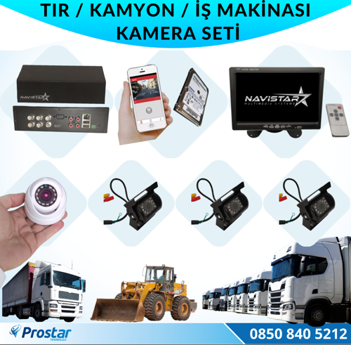 Tır Kamyon İş Makinası Için Uzaktan İzlemeli 4 Kameralı 320 Gb Harddisk Kamera Seti